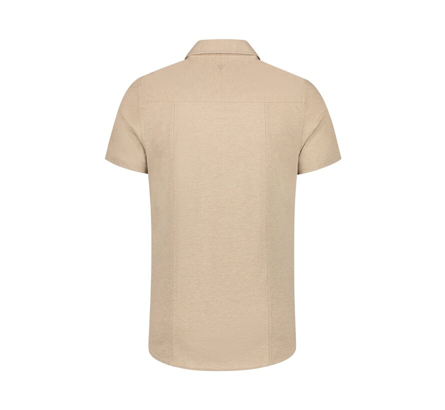 Slim fit Overhemd korte mouw Sand (24010214 - 46)