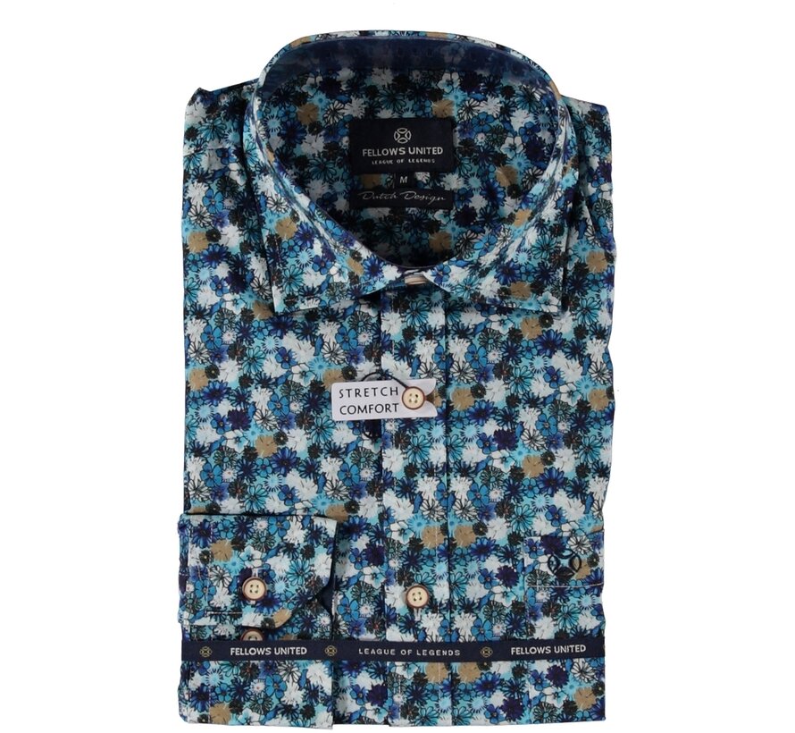 Shirt lange mouw flowers stret Oker (41.6534 - 153)