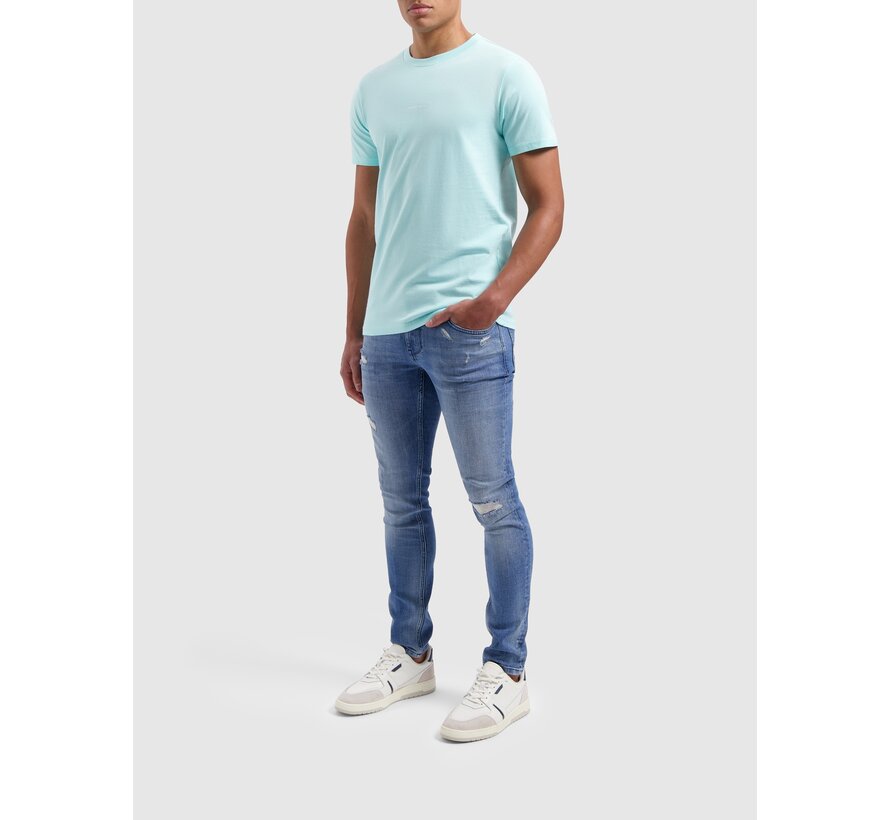 Regular fit T-shirt Crewneck Aqua (24010101 - 40)