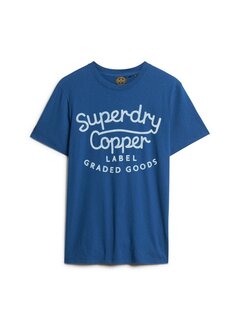 Superdry Copper Label Script Tee Pilot Mid Blue Slub (M1011905A - 2AM)