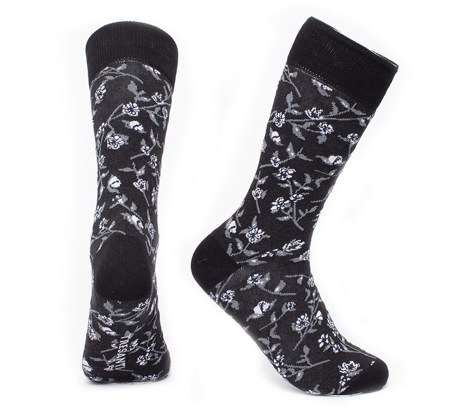 CUNEO Socks with flowers Charcoal (TRSOIA114 - 301)