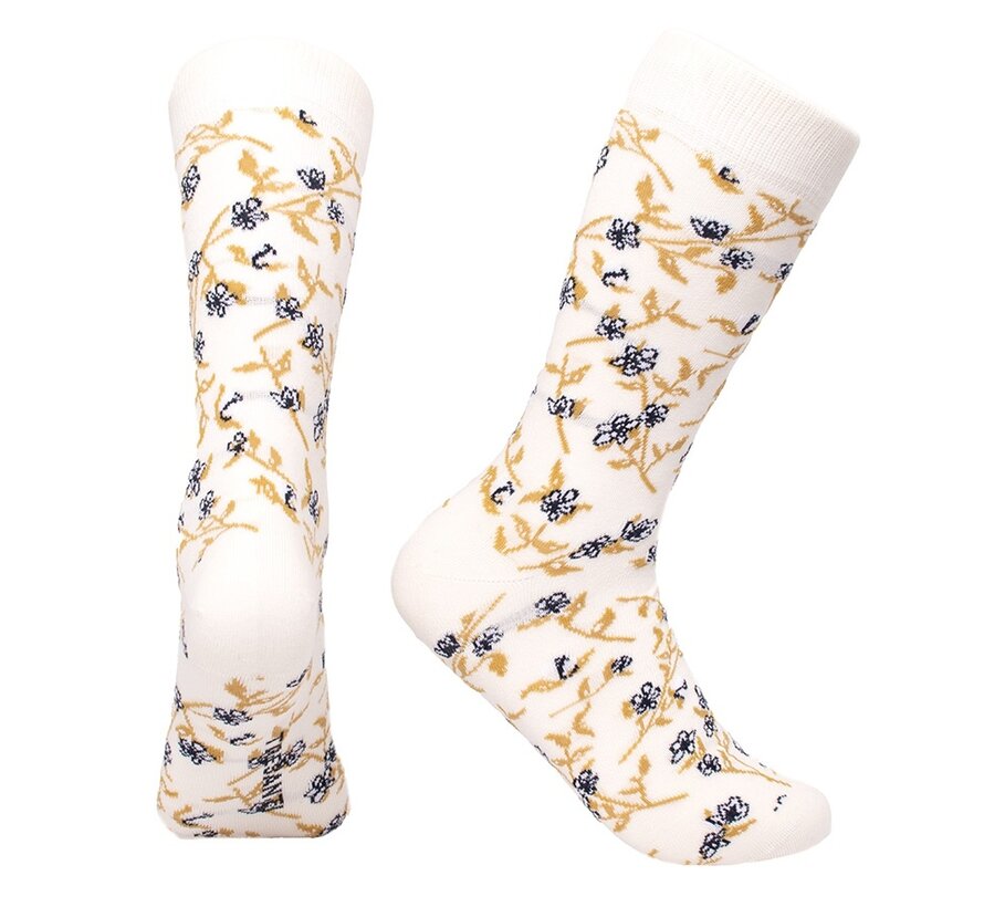CUNEO Socks with flowers Ivory (TRSOIA114 - 102)