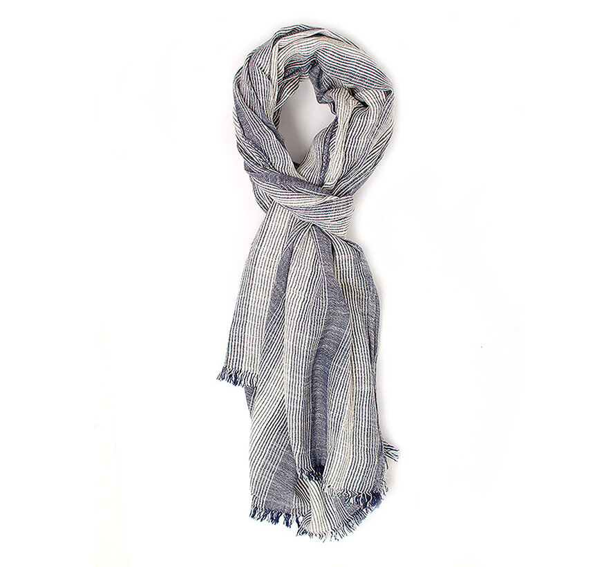 CANDIDO Scarf with whispie stripes Navy (TRSCIA203 - 803)