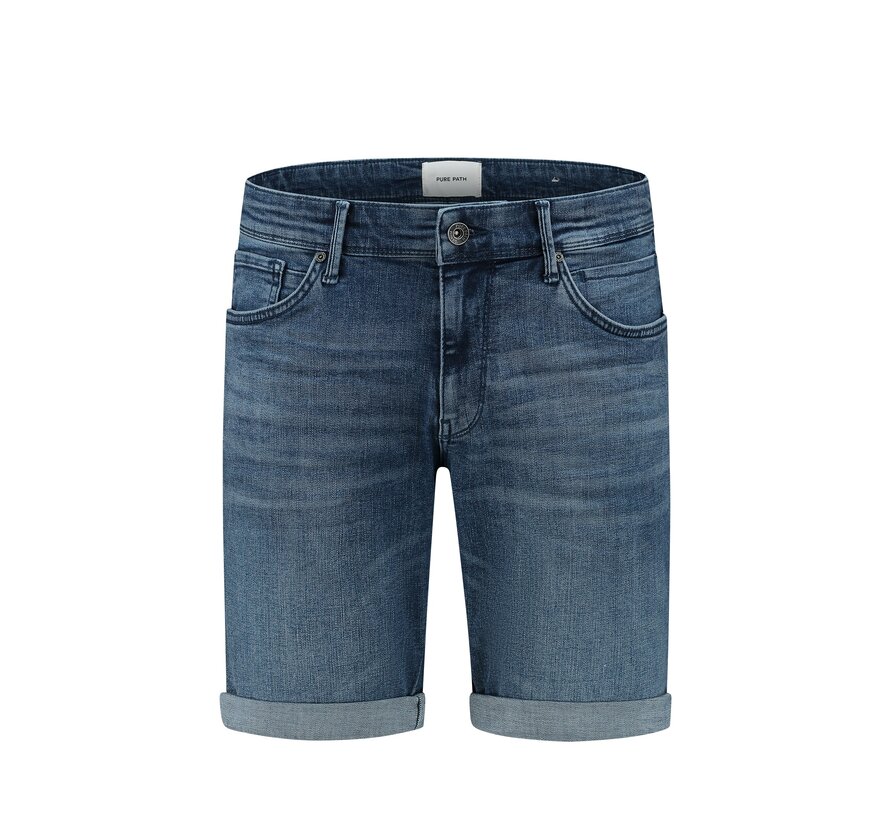 The Steve Skinny Fit Shorts Denim Mid Blue (W1287 - 83)