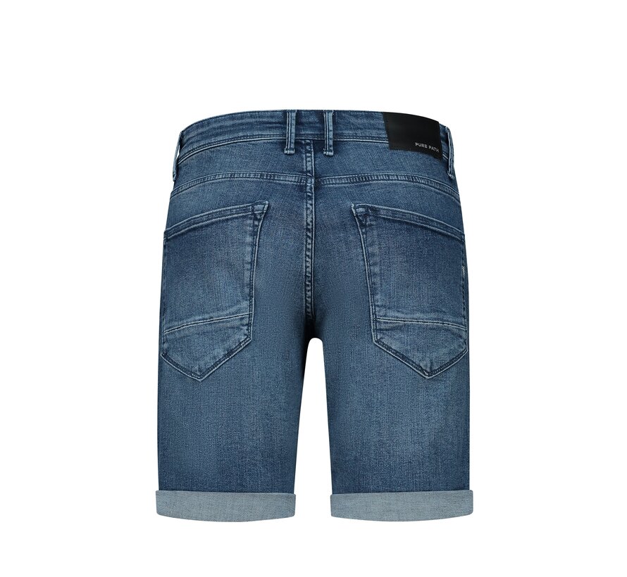 The Steve Skinny Fit Shorts Denim Mid Blue (W1287 - 83)