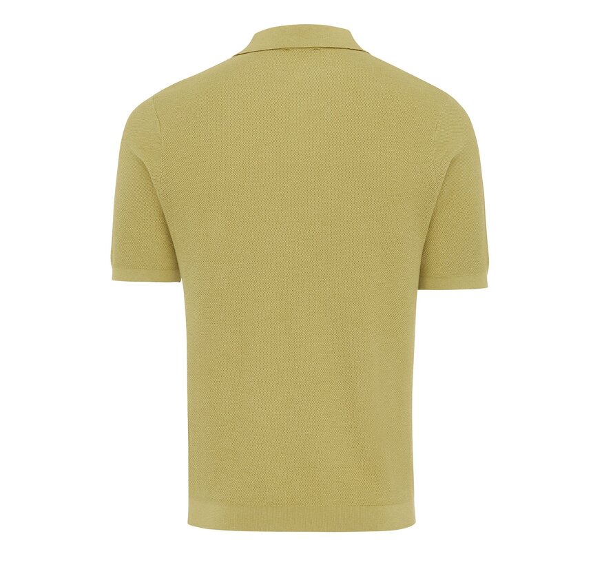 COSMO | Pique v-neck polo with contrast line Olive  (TRKWIA100 - 905)