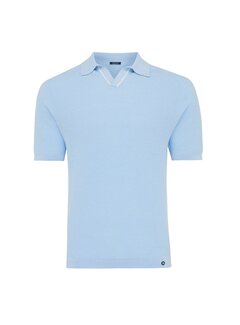 Tresanti COSMO | Pique v-neck polo with contrast line Sky blue (TRKWIA100 - 801)