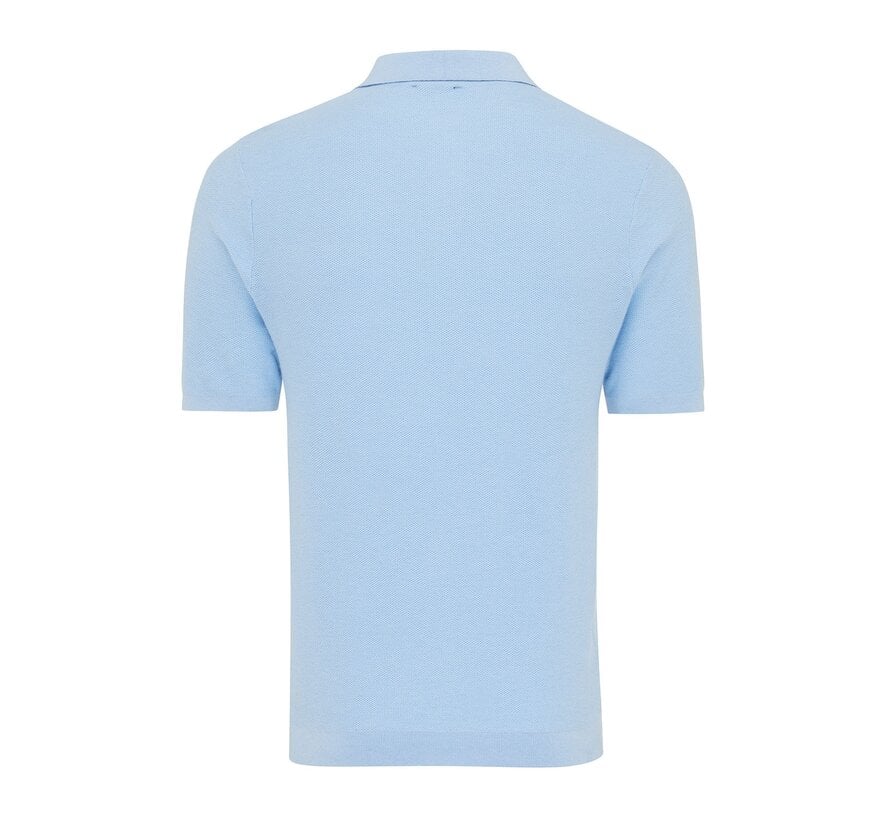 COSMO | Pique v-neck polo with contrast line Sky blue (TRKWIA100 - 801)