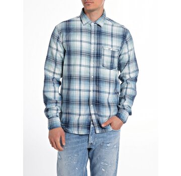 Replay shirt REGULAR INDIGO CHECKED COTTON  DK BLUE/LT BLUE/NATURAL WHITE (M4066A.000.52678 - 010)