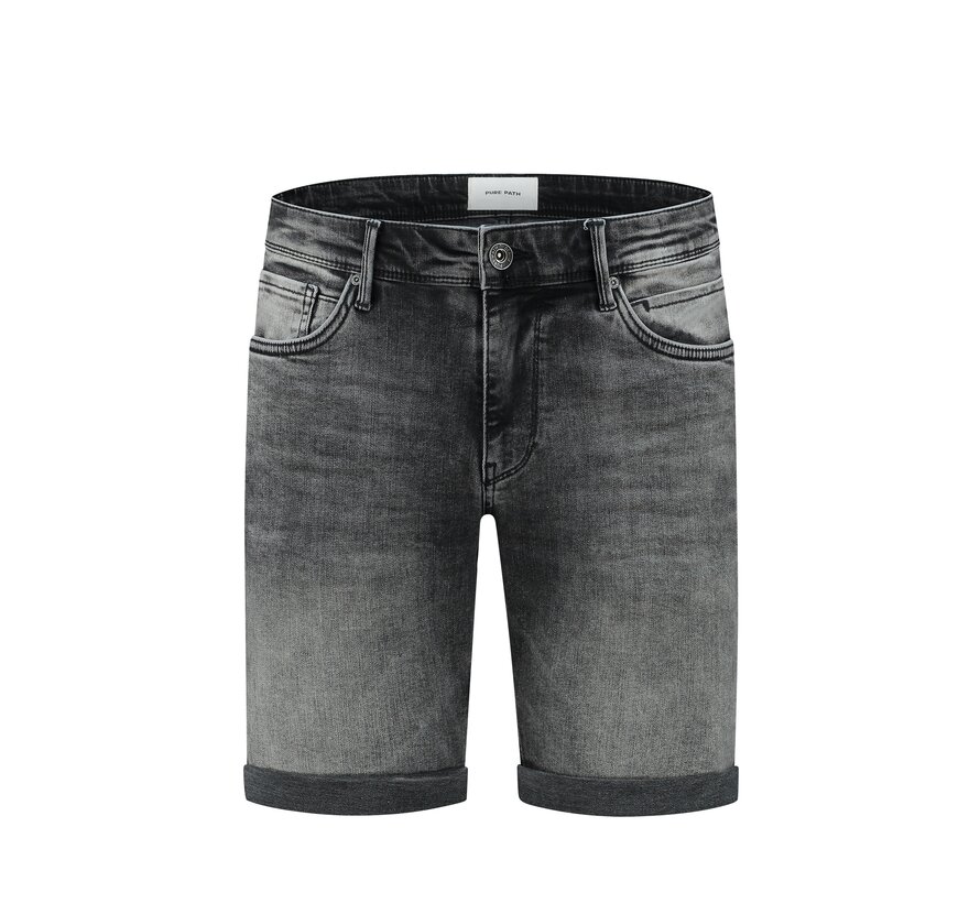 The Steve Skinny Fit Shorts Denim Dark Grey (W1288 - 87)