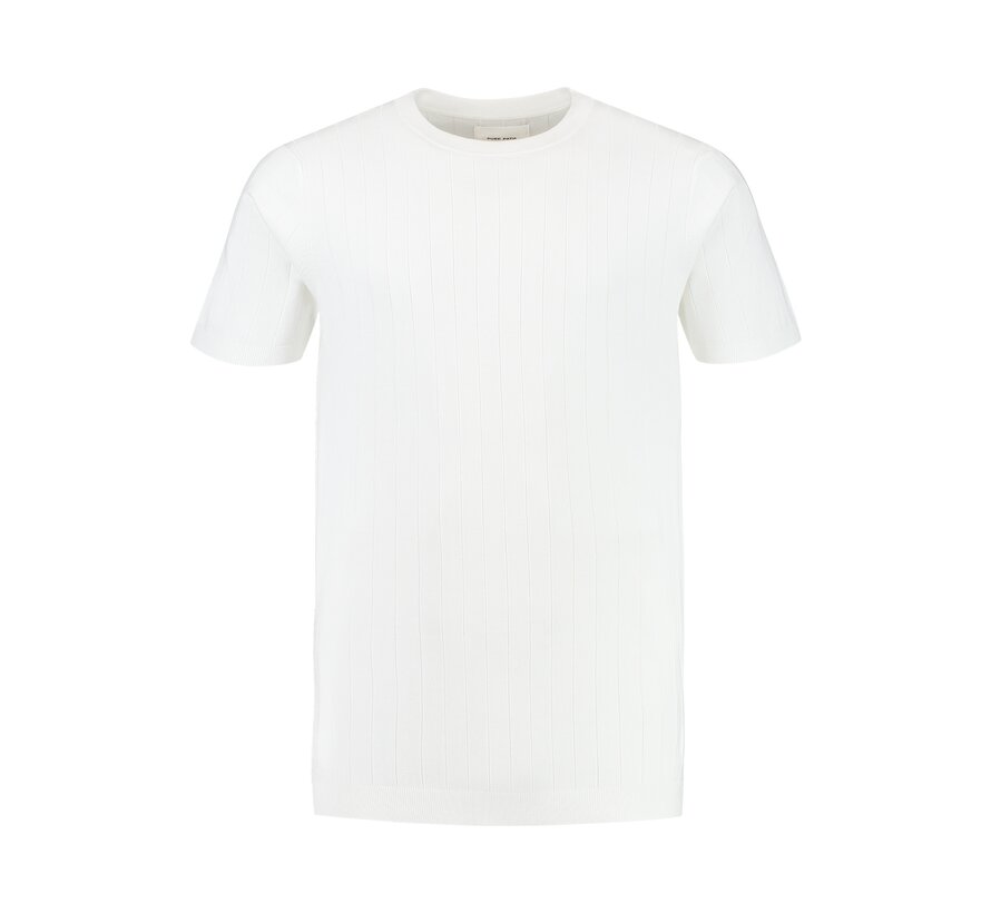 Knitted T-shirt Vertical Striped Off White (24010808 - 45)