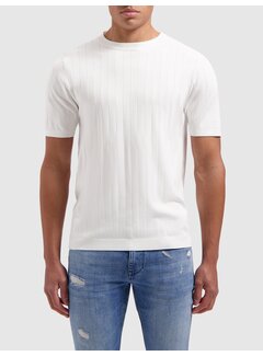 Pure Path Knitted T-shirt Vertical Striped Off White (24010808 - 45)