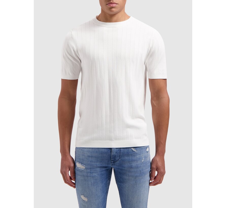 Knitted T-shirt Vertical Striped Off White (24010808 - 45)