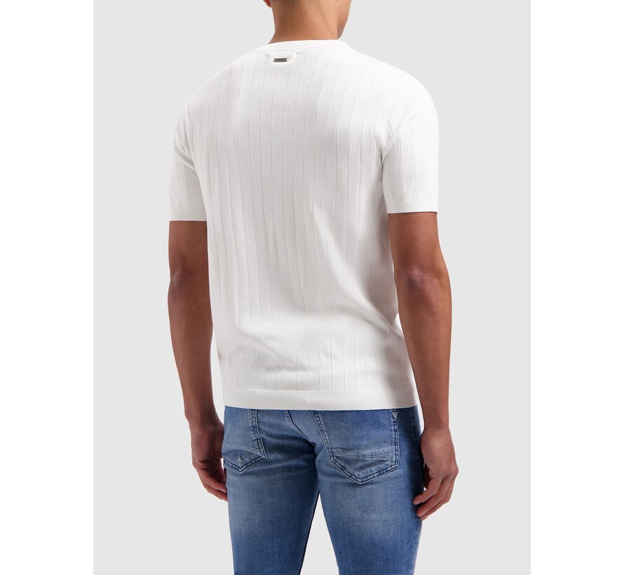 Knitted T-shirt Vertical Striped Off White (24010808 - 45)