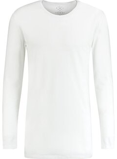 Kultivate T-shirt Lange Mouw Longer Length Ronde Hals Wit (9901000602 - 200 - White)