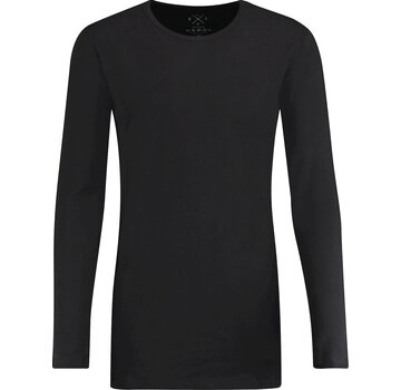 Kultivate T-shirt Lange Mouw Longer Length Ronde Hals Zwart (9901000602 - 100 - Black)