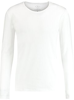 Kultivate T-shirt Lange Mouw Ronde Hals Wit (9901000600 - 200 - White)
