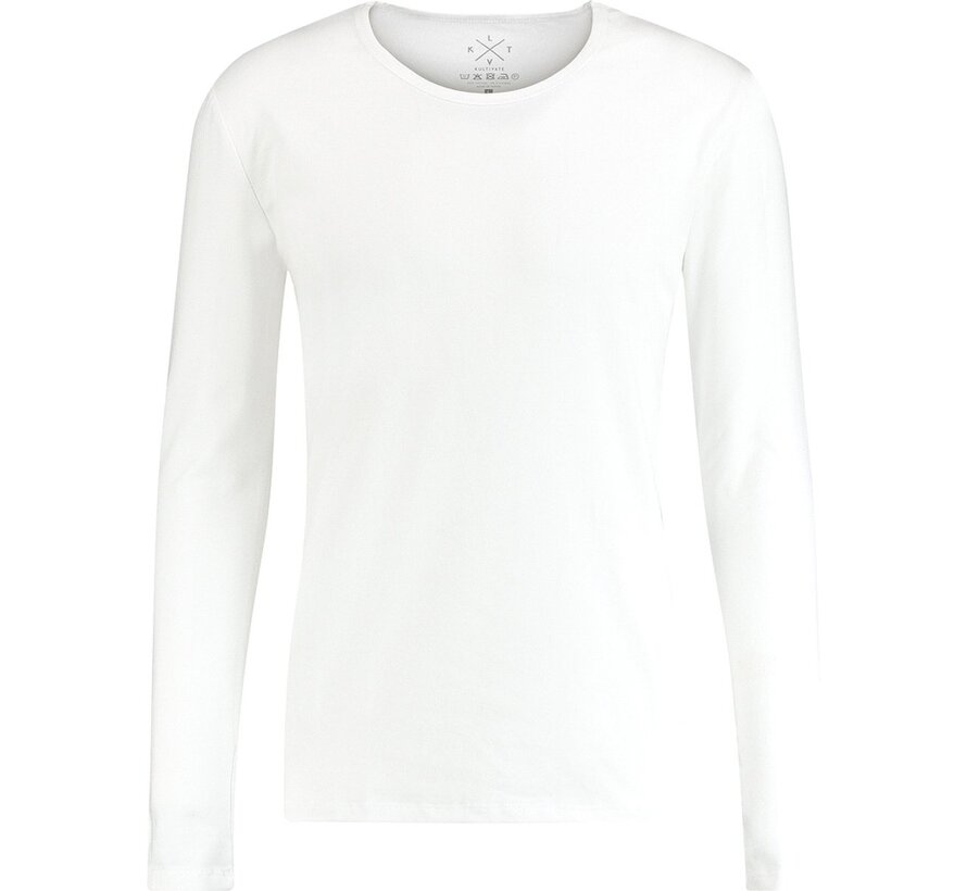 T-shirt Lange Mouw Ronde Hals Wit (9901000600 - 200 - White)