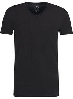 Kultivate Kultivate T-shirt Longer Length V-Hals Rodi Zwart (9901000206 - 100 - Zwart)