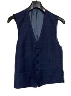 John Edward Gilet Check Navy (S05877)