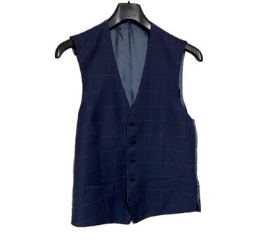 John Edward Gilet Check Navy (S05877)