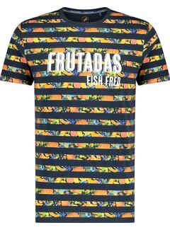 A Fish Named Fred T-shirt Fruit Stripe Navy (26.03.413)