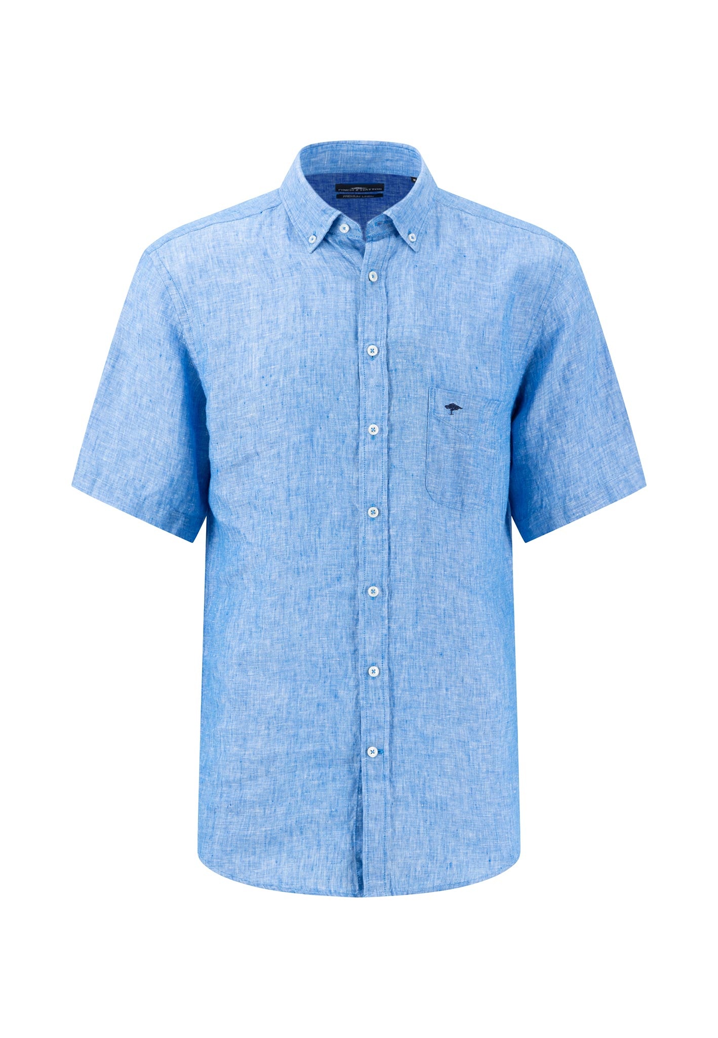 Fynch Hatton Overhemd SS Linnen Vibrant Blauw 