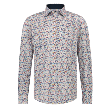 Fellows United Shirt lange mouw leaves stretc Oker (41.6535 - 153)