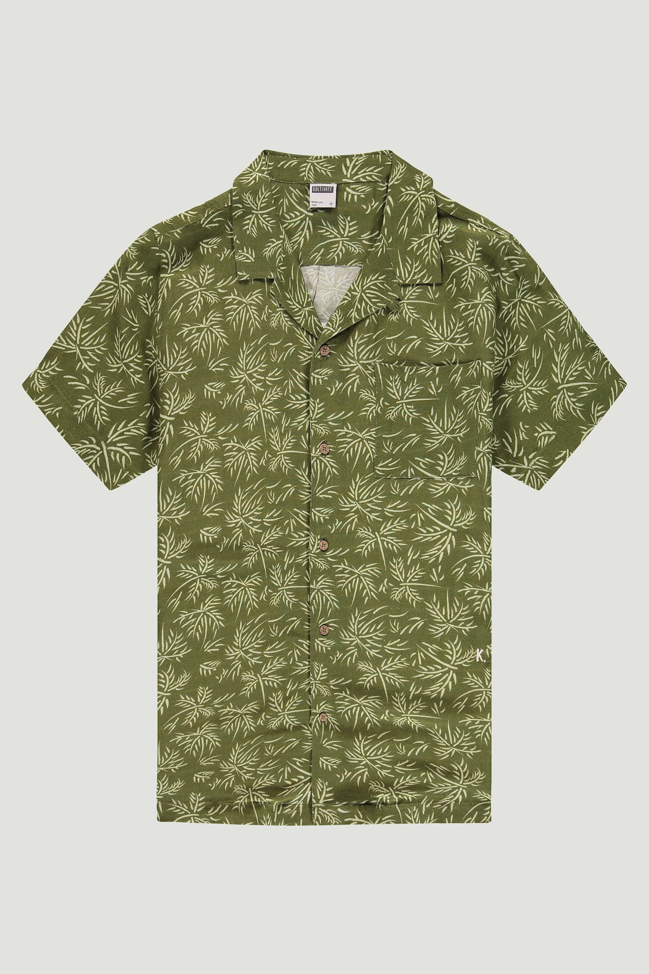 Kultivate Korte Mouw Overhemd ST Paraiso Groen  XL Kultivate