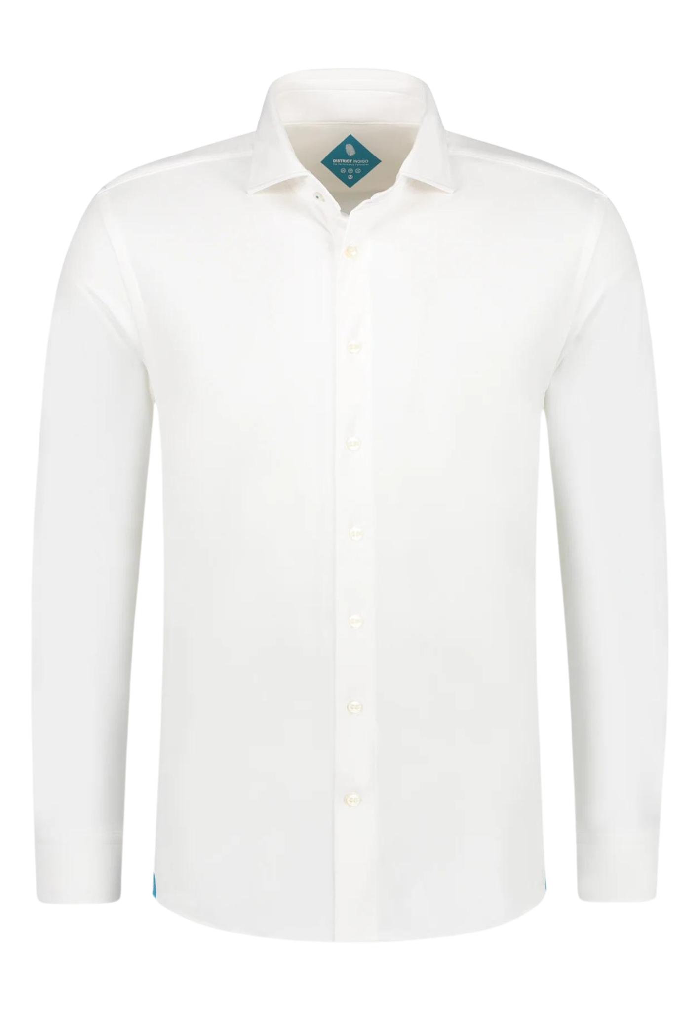 District Indigo Overhemd Pique Performance Wit District Indigo