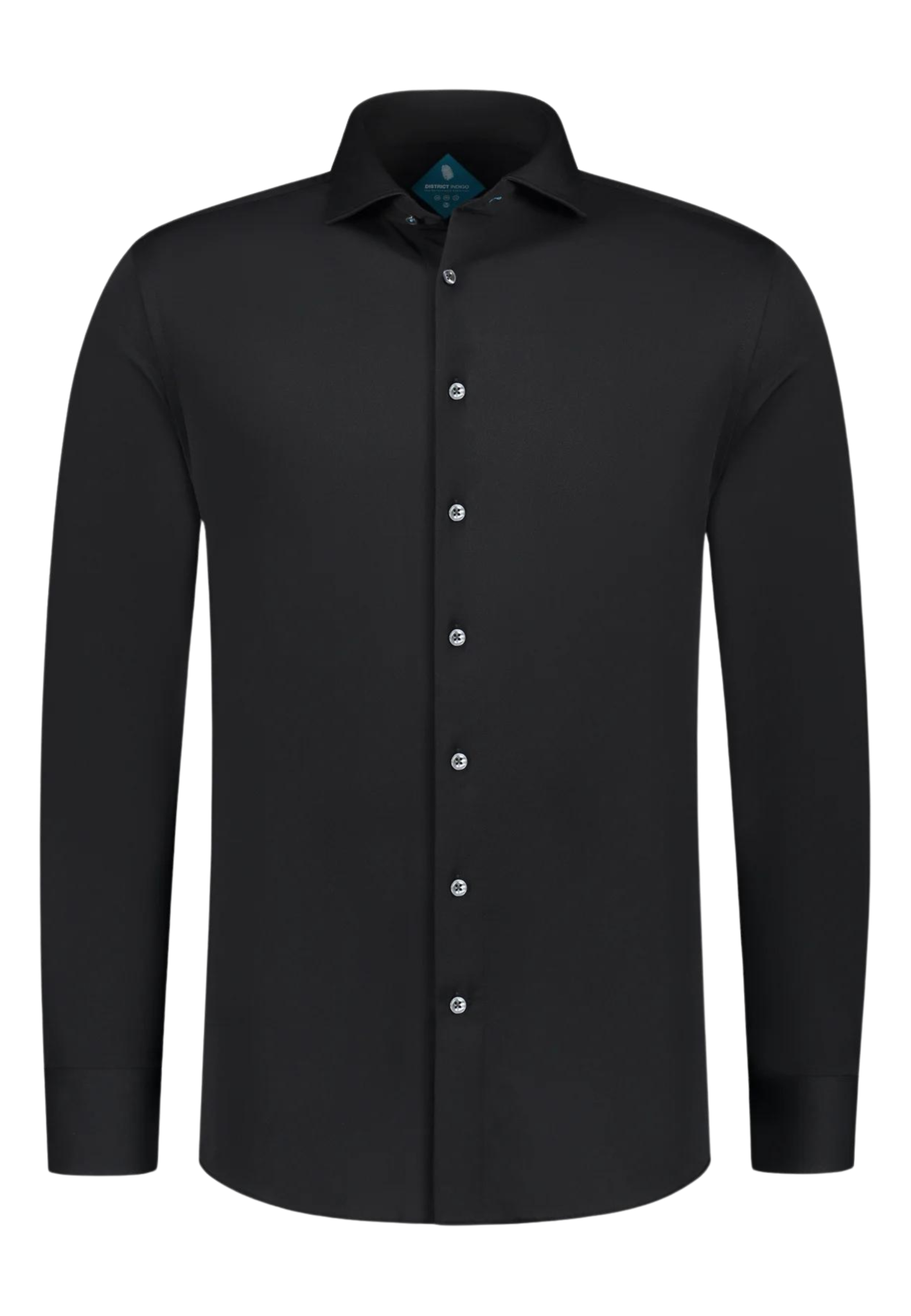 District Indigo Overhemd Pique Performance Zwart District Indigo