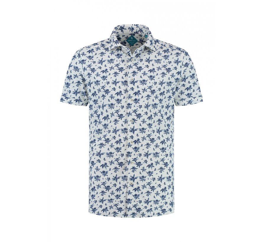 Korte Mouw Overhemd Pique Performance Print Wit (7.41.029.716 -  307)
