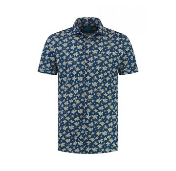District Indigo Korte Mouw Overhemd Pique Performance Print Blauw (7.41.029.716 -  316)