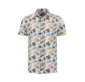 District Indigo Korte Mouw Overhemd Pique Performance Print Blauw (7.41.029.716 -  348)