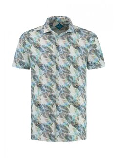 District Indigo Korte Mouw Overhemd Pique Performance Print Groen (7.41.029.716 -  378)