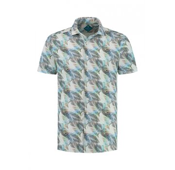 District Indigo Korte Mouw Overhemd Pique Performance Print Groen (7.41.029.716 -  378)