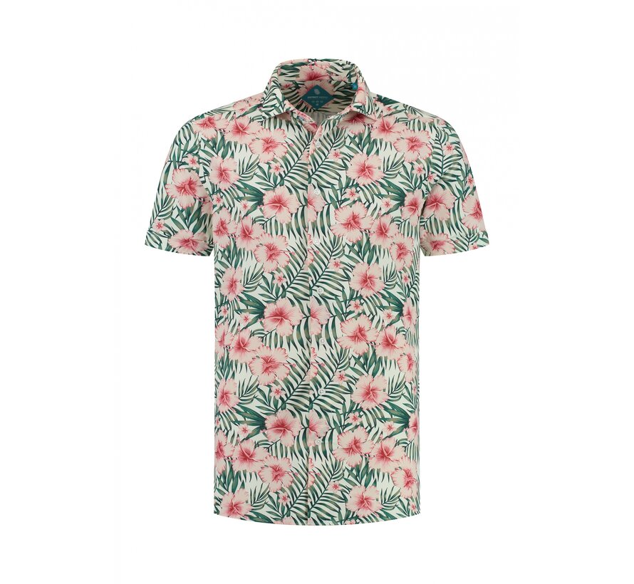 Korte Mouw Overhemd Pique Performance Print Roze (7.41.029.716 -  388)