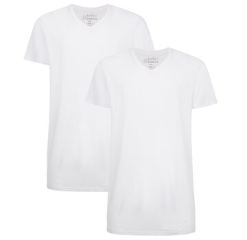 Bamboo Basics V-hals T-shirts Velo Long Fit 2Pack White (Velo-LF-002)