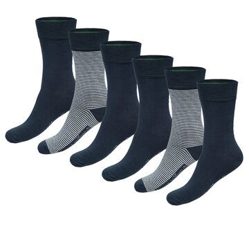 Bamboo Basics Sokken 6pack Bamboo Navy+Stripe+Navy (Beau-6P_003)