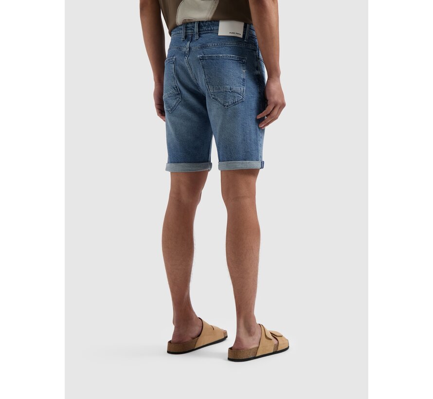 The Miles Slim Fit Shorts Denim Mid Blue (W1271 - 83)