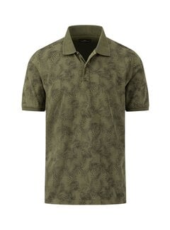 Fynch Hatton Polo Jersey AOP,  Washed dusty olive (1404  4005 - 701)