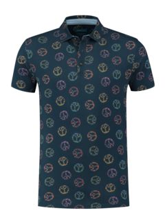 District Indigo Polo Korte Mouw Print Navy (7.21.401.406 - 310)