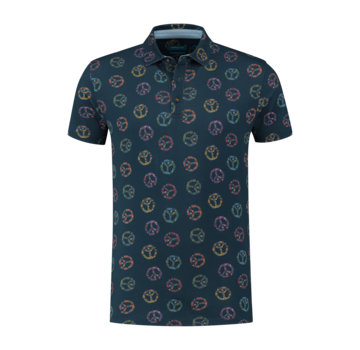 District Indigo Polo Korte Mouw Print Navy (7.21.401.406 - 310)