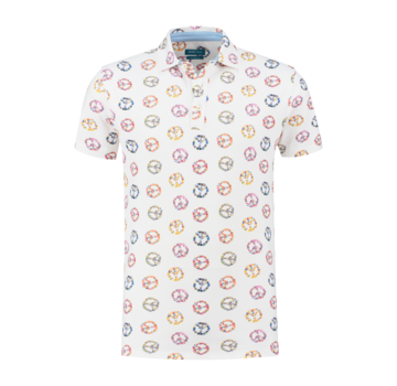 District Indigo Polo Korte Mouw Print White (7.21.401.406 - 307)