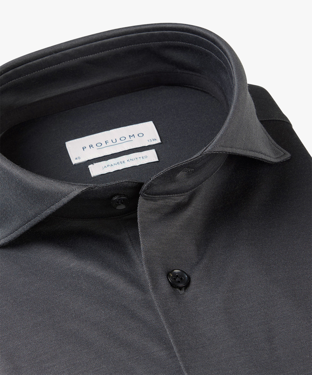 Profuomo Japanse Knitted Overhemd Anthra   Profuomo