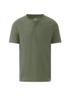 Fynch Hatton T-shirt Henley Slub Dusty Olive (1413 1806 - 701)