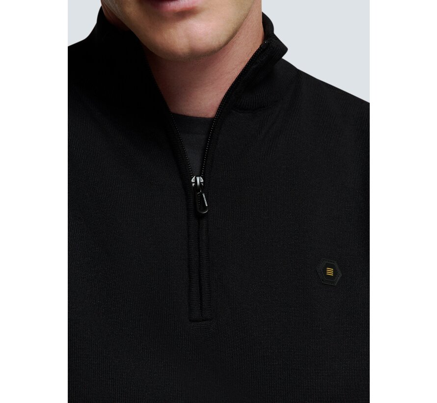 Pullover Half Zip 2 Coloured Melange Black (N2185 - 020)