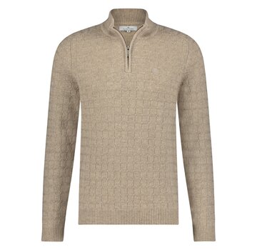 Fellows United Pullover Premium half zip structure knit Mid Brown/Bronze (42.1157 - 144)