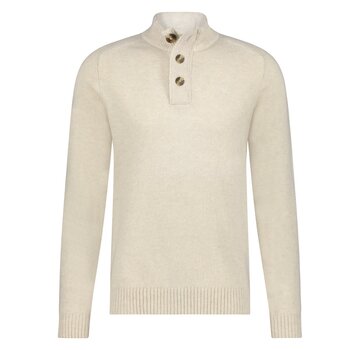 Fellows United Pullover Premuim half button and zip Blanc de Blanc (42.1155 - 107)