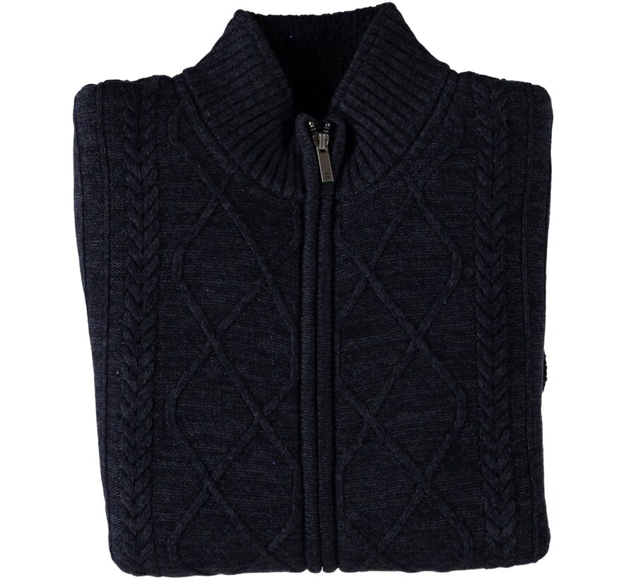 Cardigan cable with sherpa lining Navy (42.1123 - 110)